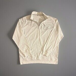 Peter Millar Men's 2XL Long Sleeve All White Quarter Zip Pullover Sweater